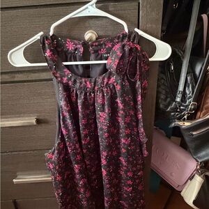 Torrid Black and Pink Floral Sleeveless Blouse